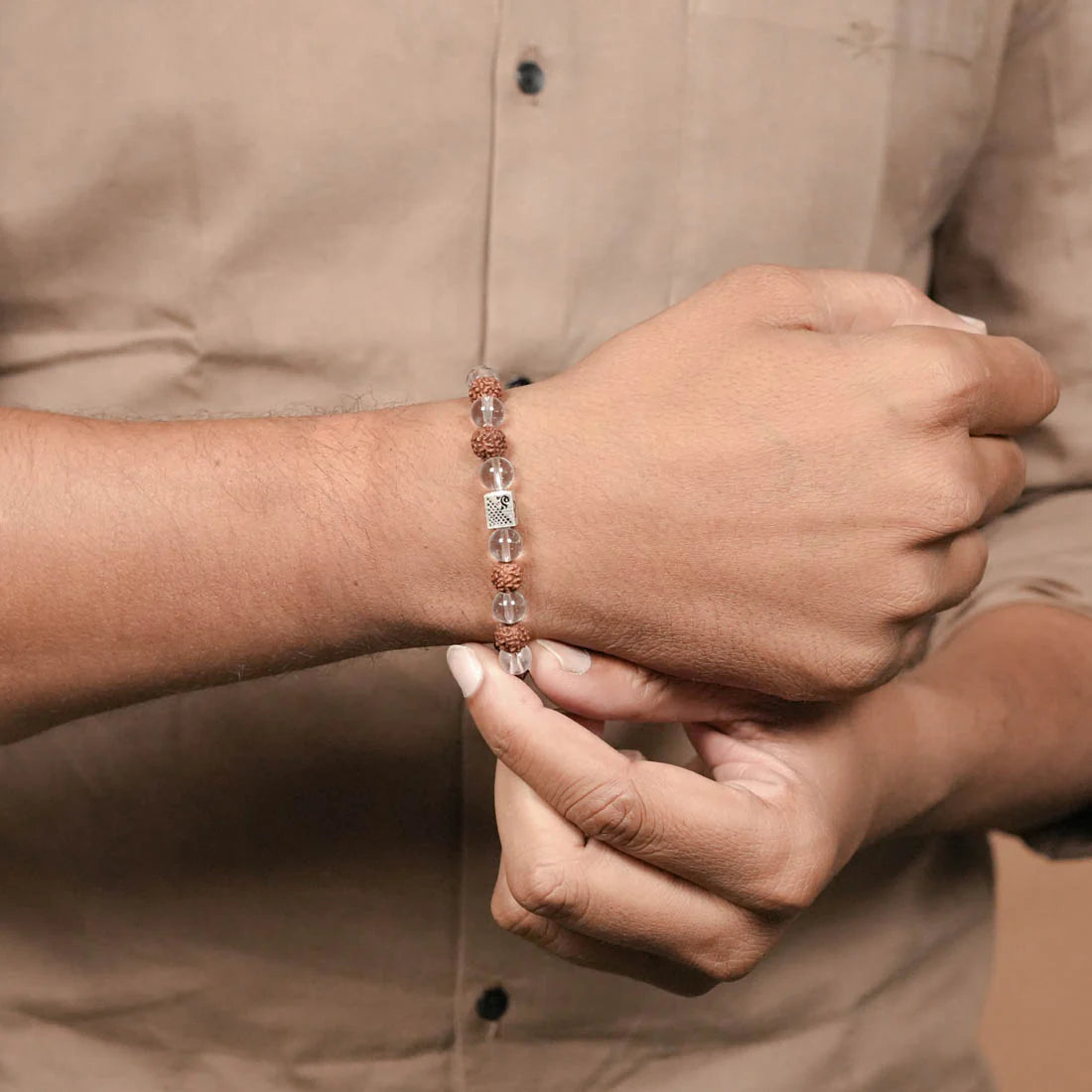 Rudraksha with Sphatik Beads Bracelet