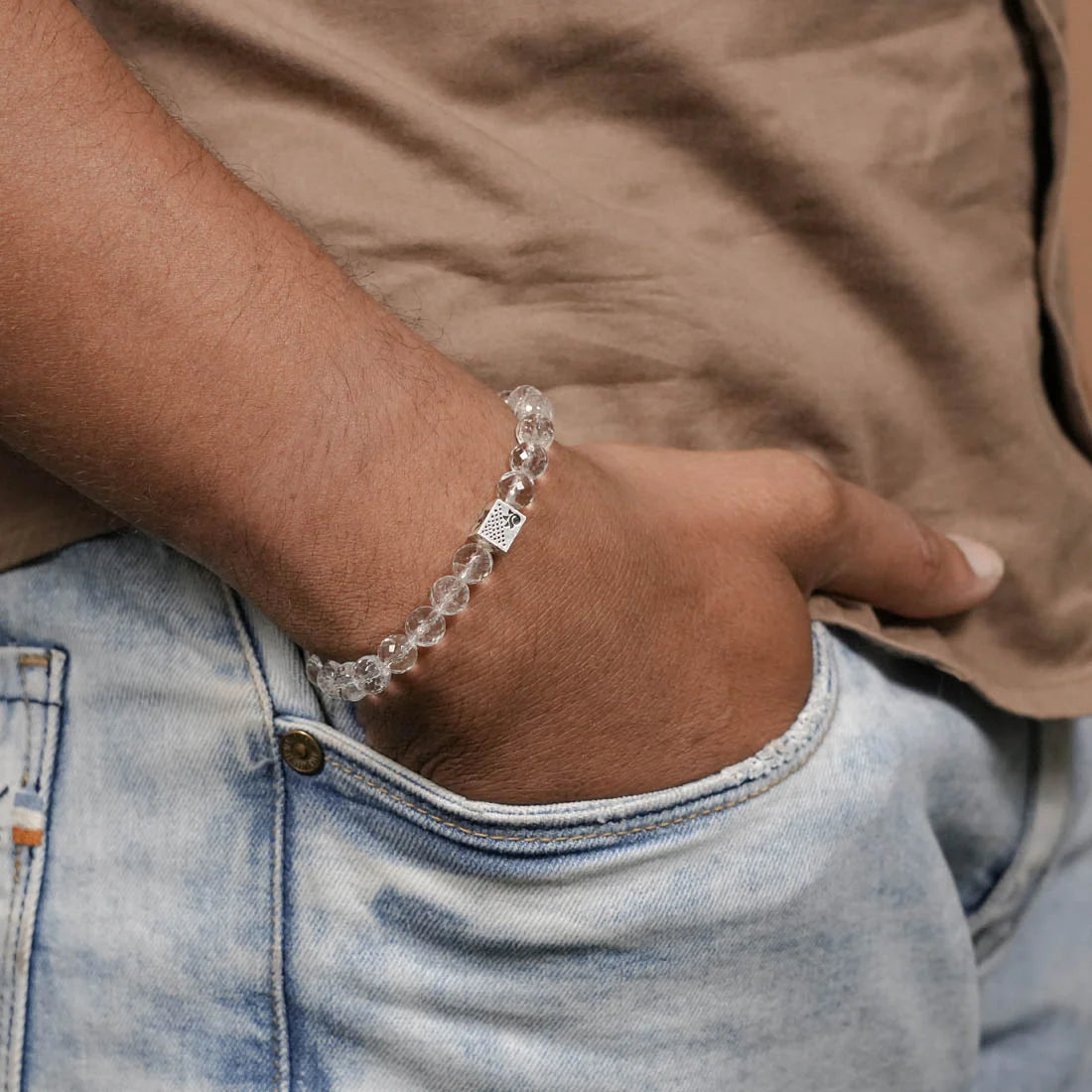 Sphatik Diamond Cut Beads Bracelet