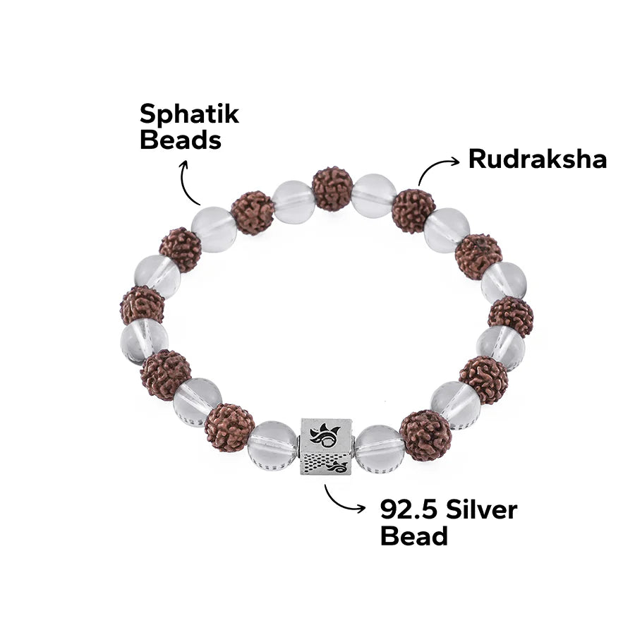 Rudraksha with Sphatik Beads Bracelet