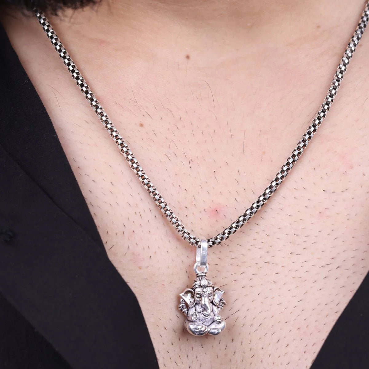Ganpati Bappa Silver Pendant