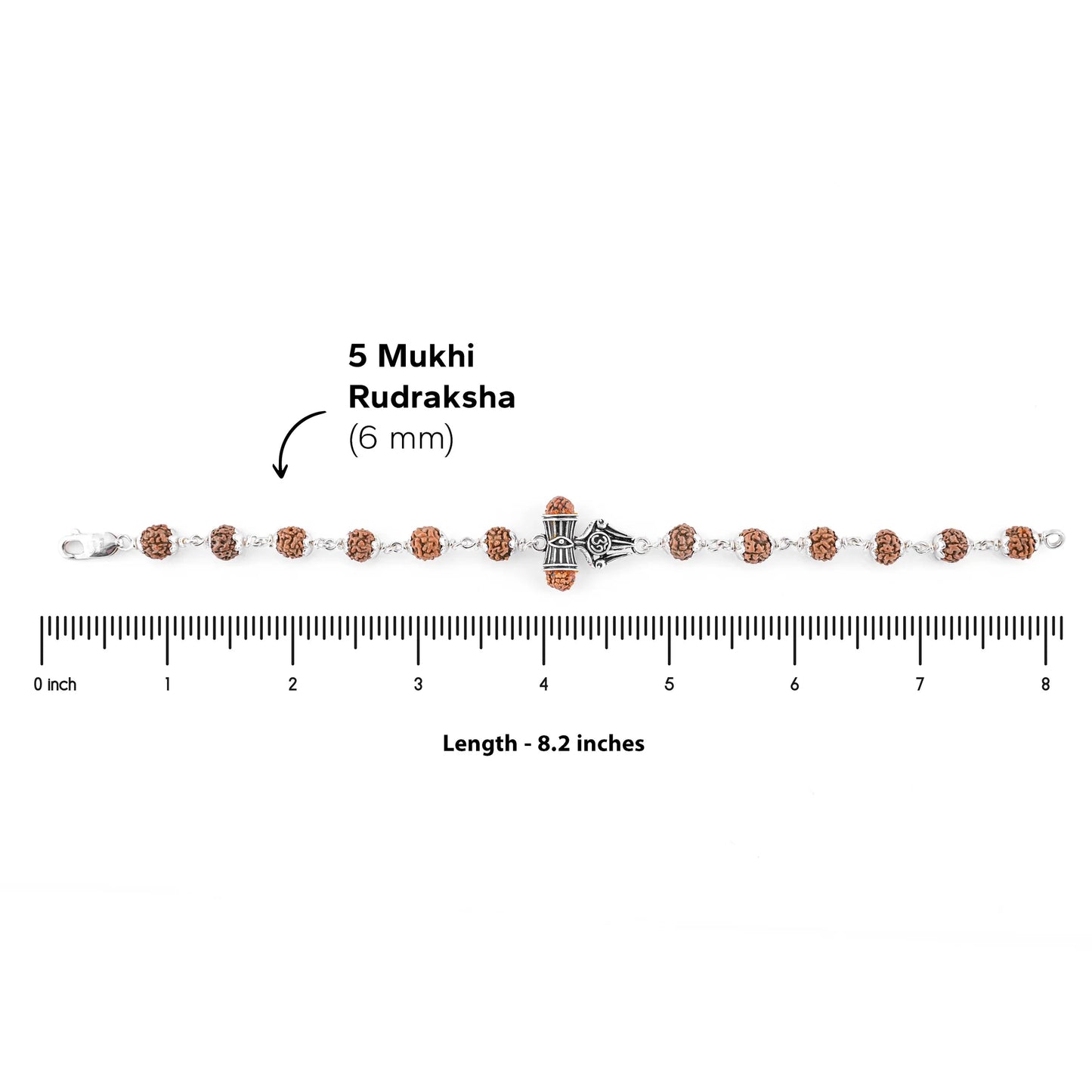 Rudraksha Silver Om Trishul Bracelet