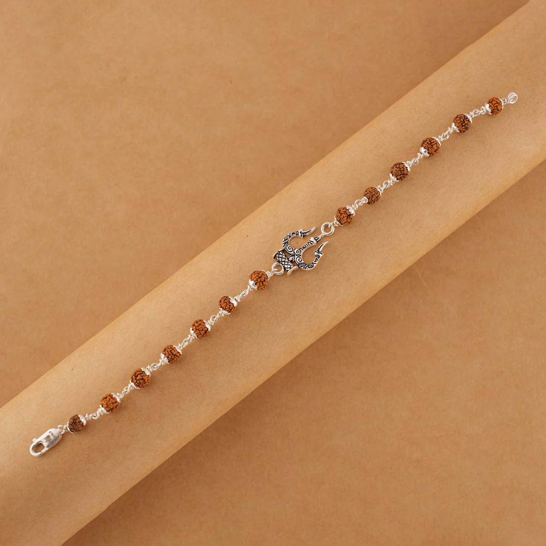 Rudraksha Silver Trishul Bracelet