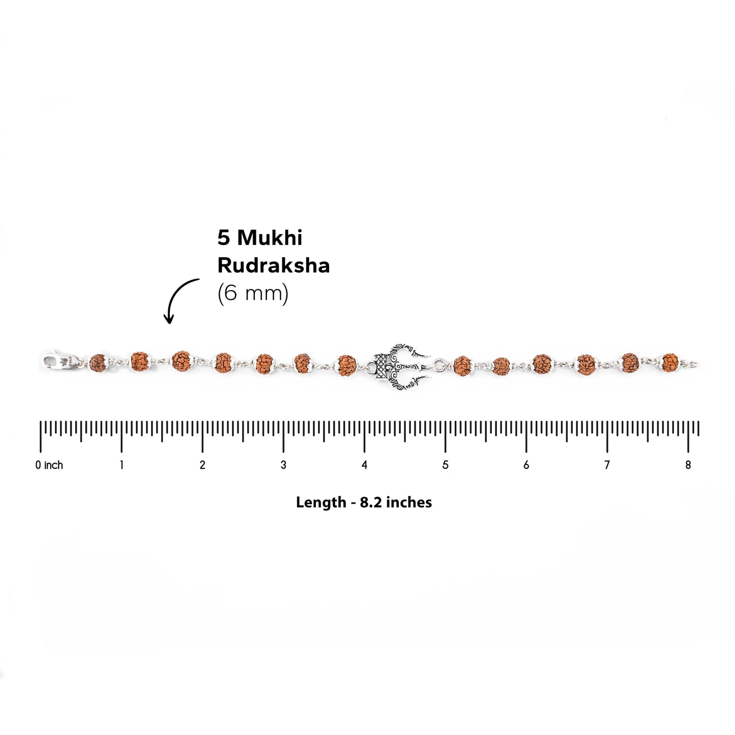 Rudraksha Silver Trishul Bracelet