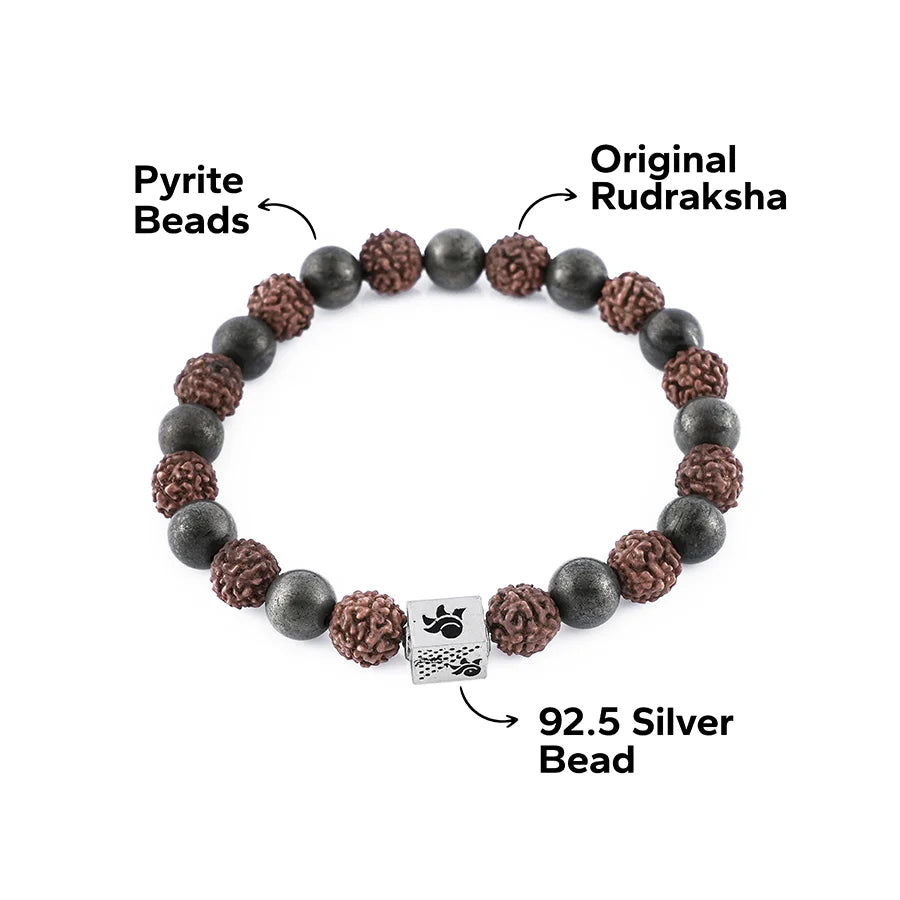 Rudraksha with Pyrite Beads Bracelet