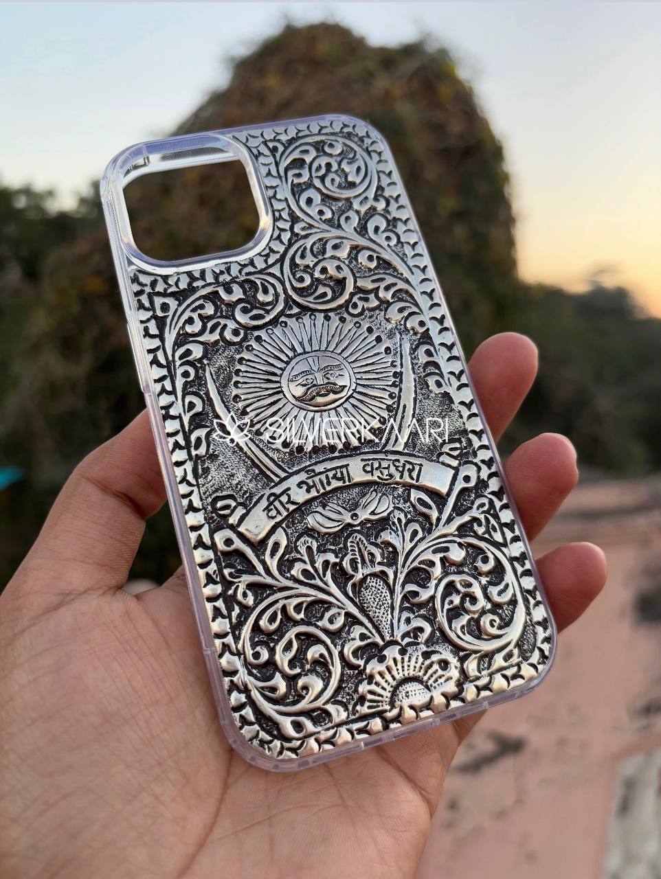 Veer Bhogya Vasundhara – Handcrafted Silver Mobile Cover