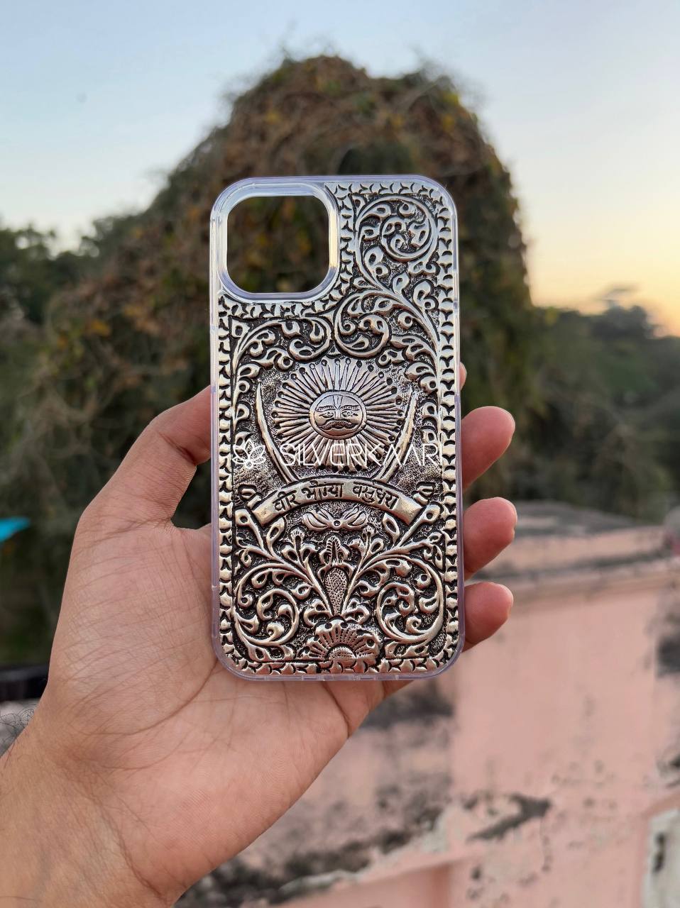 Veer Bhogya Vasundhara – Handcrafted Silver Mobile Cover