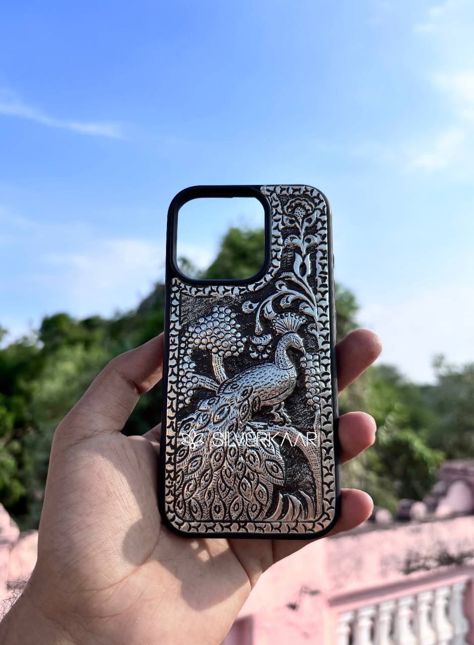Peacock Vibes – Artistic Silver Phone Case