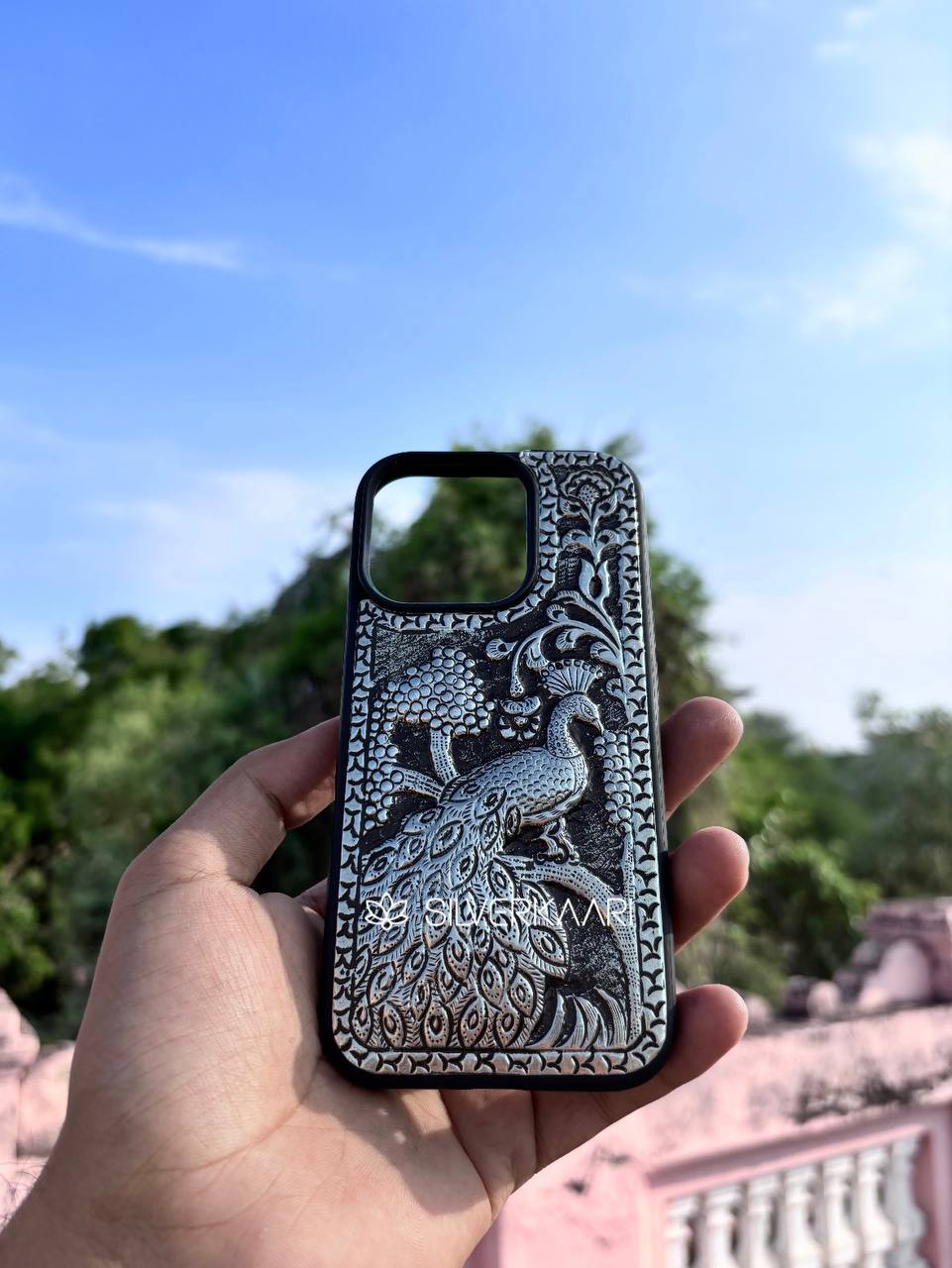 Peacock Vibes – Artistic Silver Phone Case