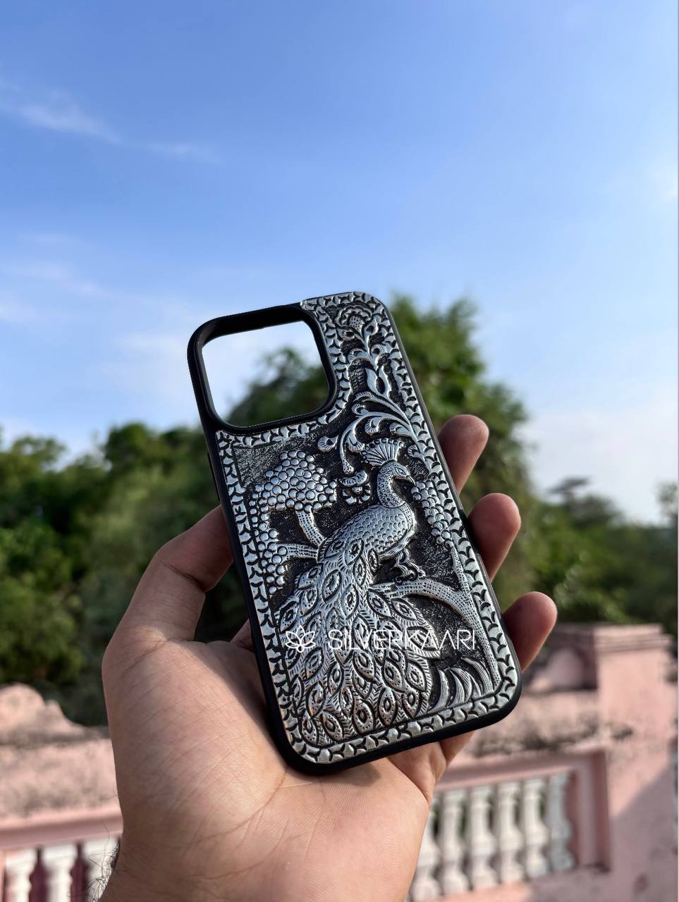 Peacock Vibes – Artistic Silver Phone Case
