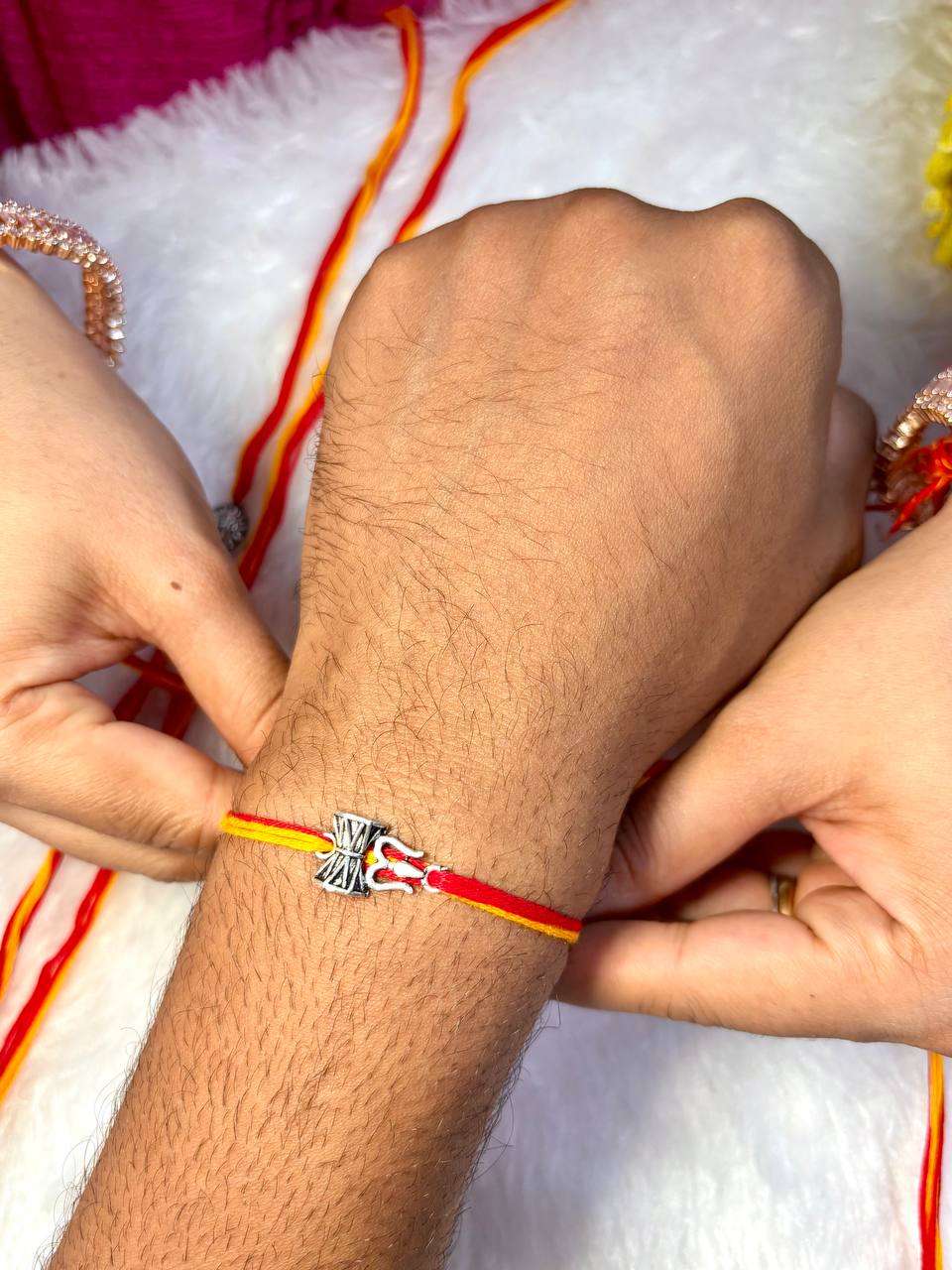 Shiva Damru & Trishul Silver Rakhi