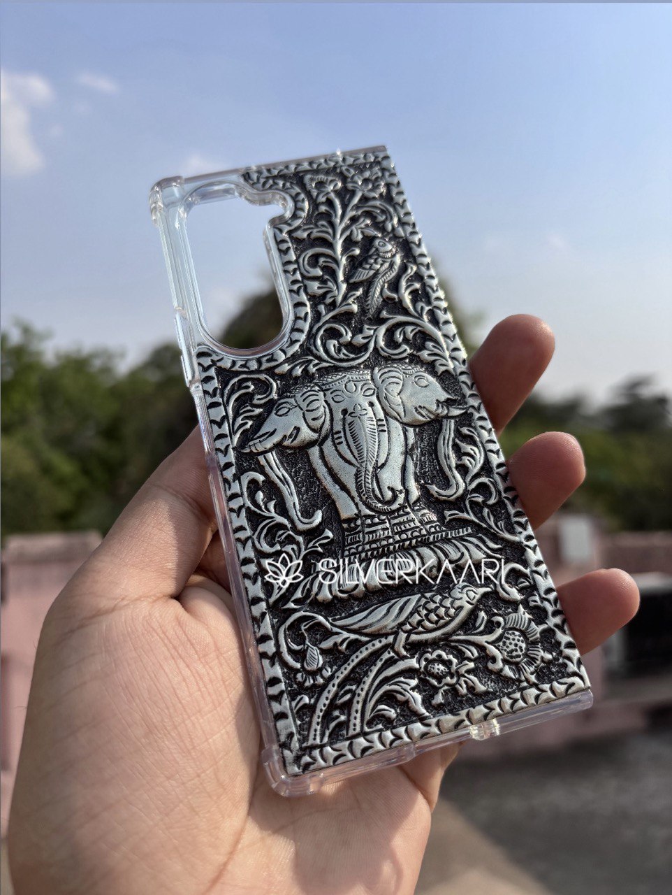 Elephant Trio Silver Mobile Case