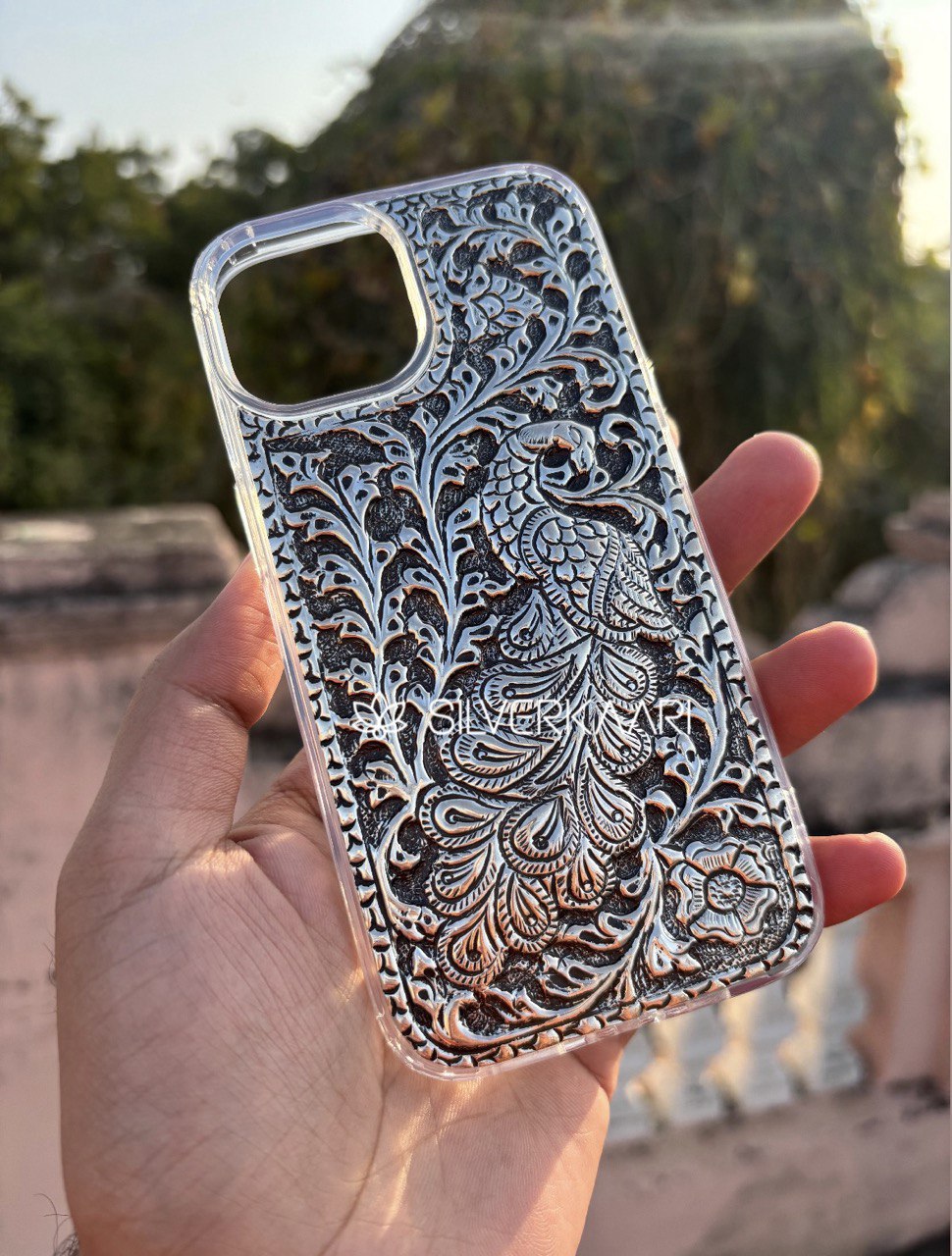 Peacock Majesty Silver Mobile Cover