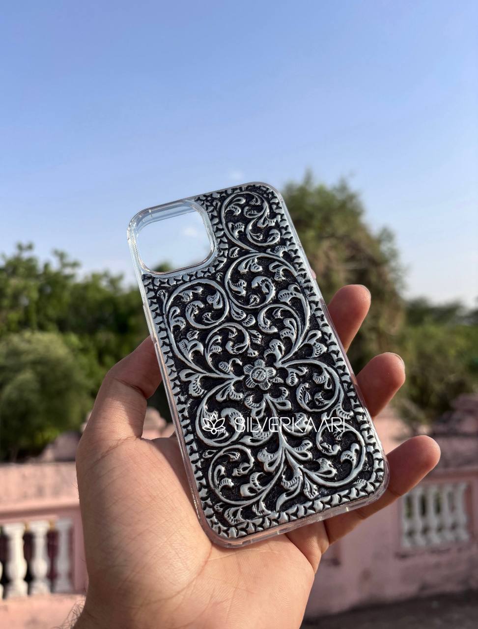 Floral Fantasy – Artistic Silver Mobile Case