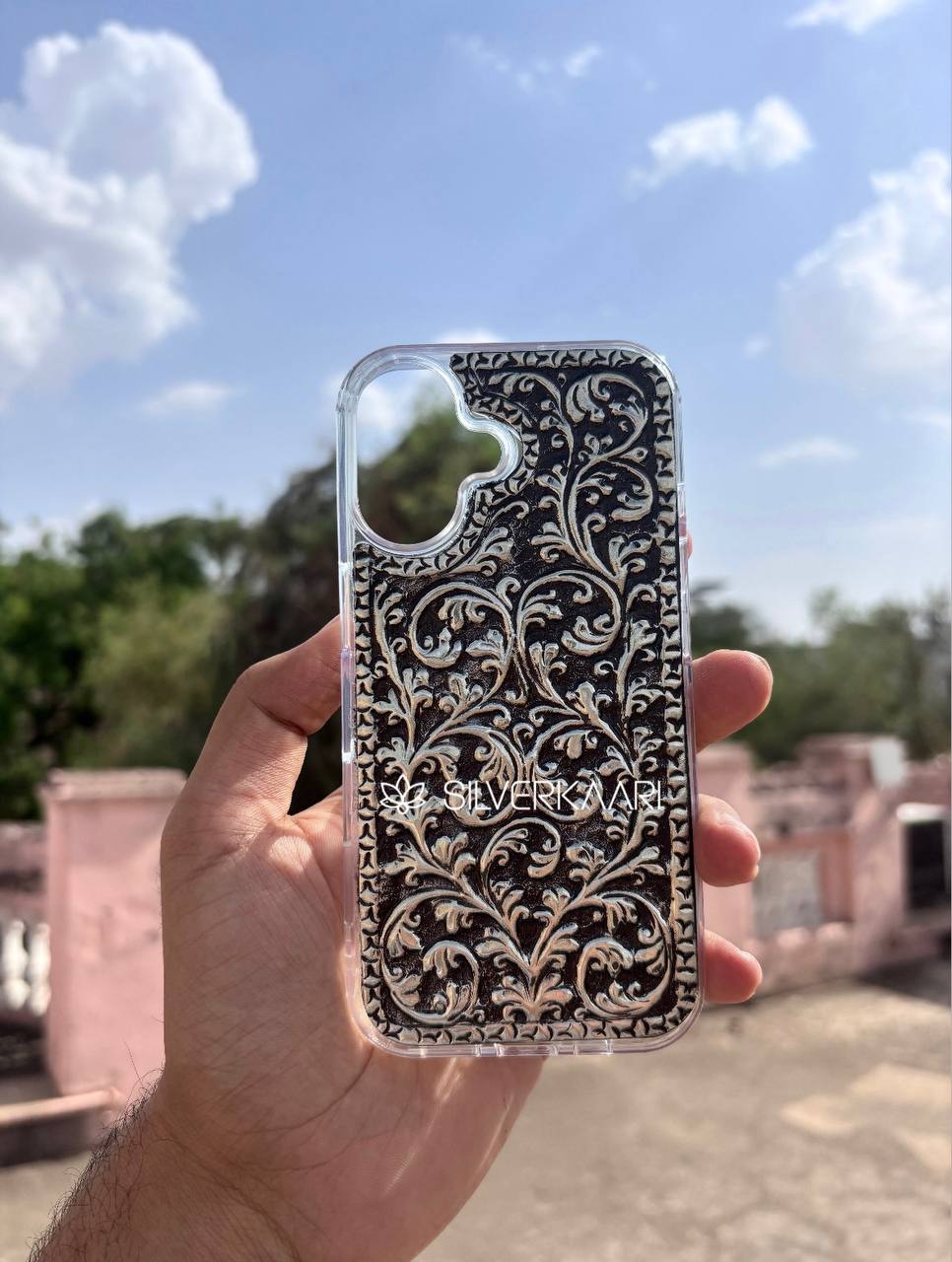 Petals in Silver Mobile Cover