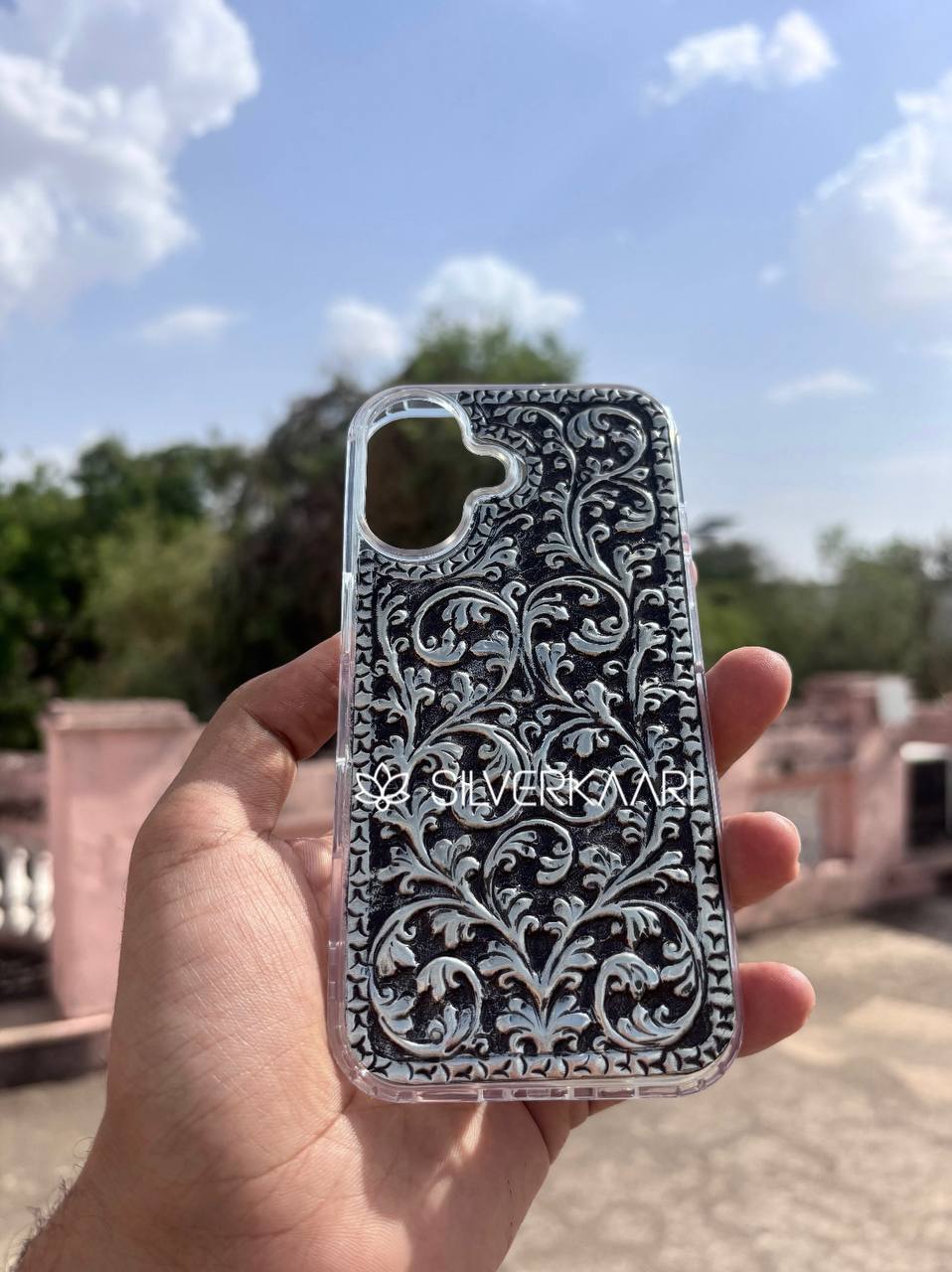 Petals in Silver Mobile Cover