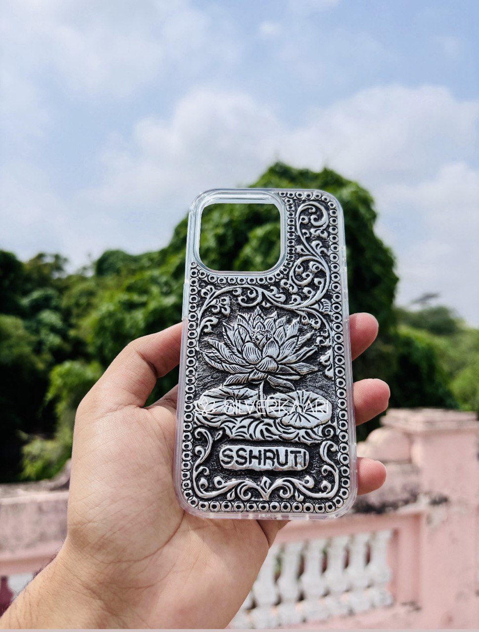 Lotus Silver Mobile Cover