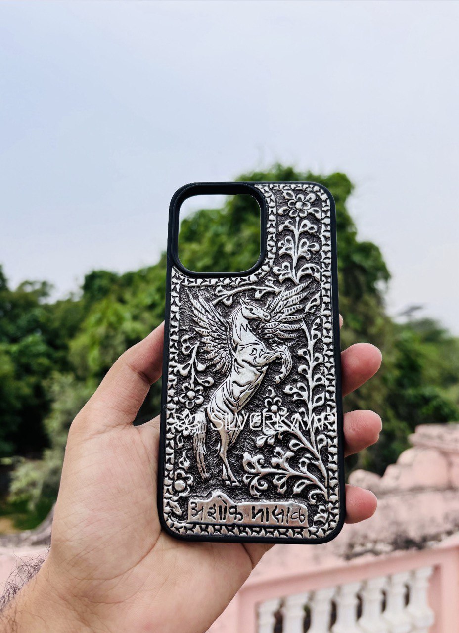 Flying Horse Silver Mobile Cover