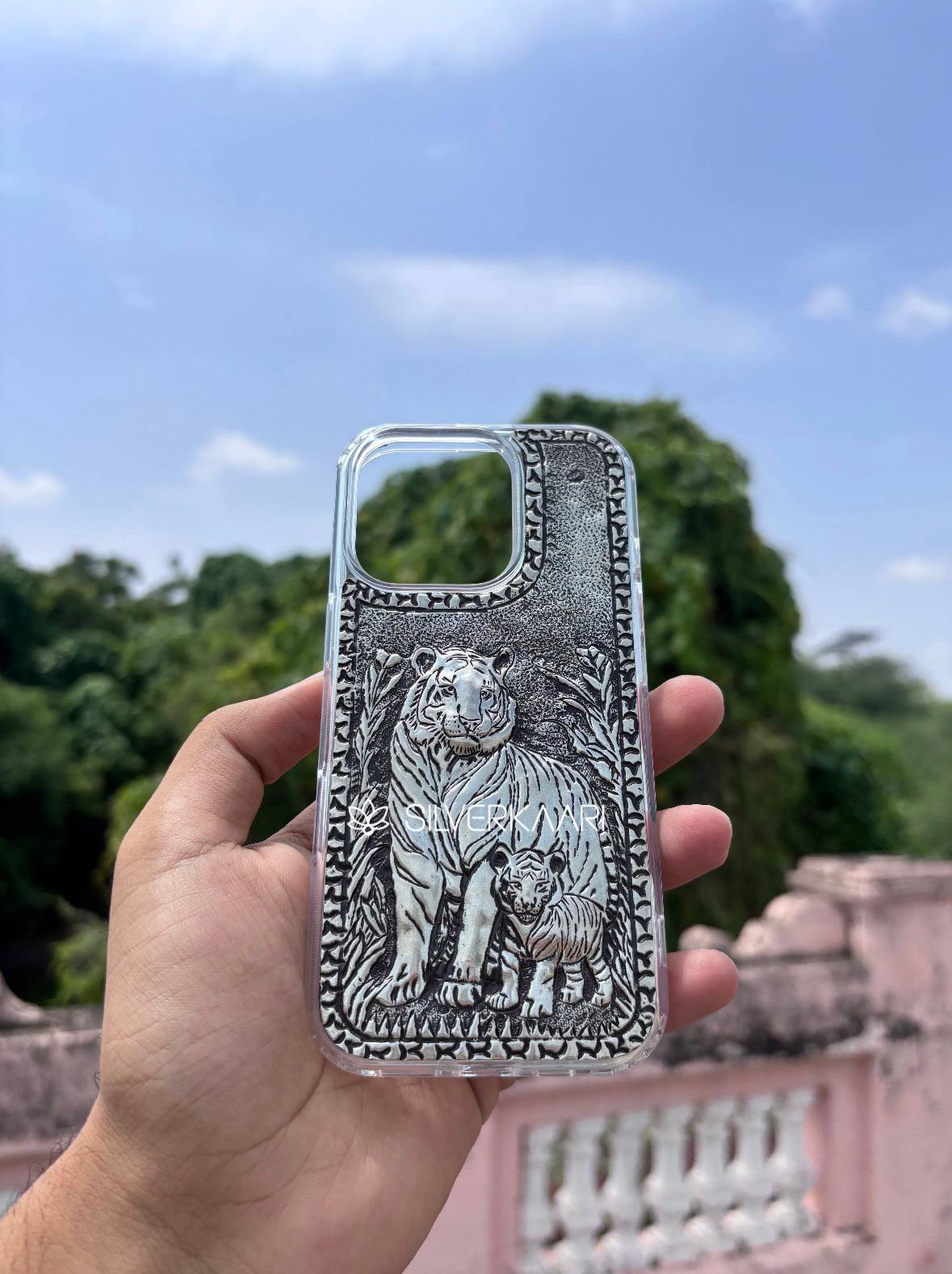Tiger & Cub Silver Mobile Cover