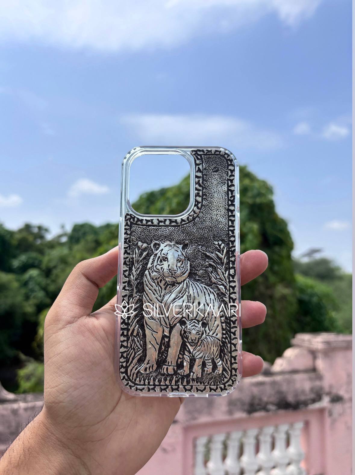 Tiger & Cub Silver Mobile Cover