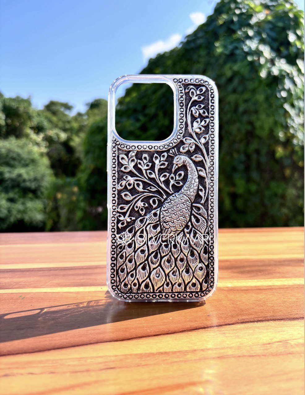 Peacock Engraved Mobile Cover