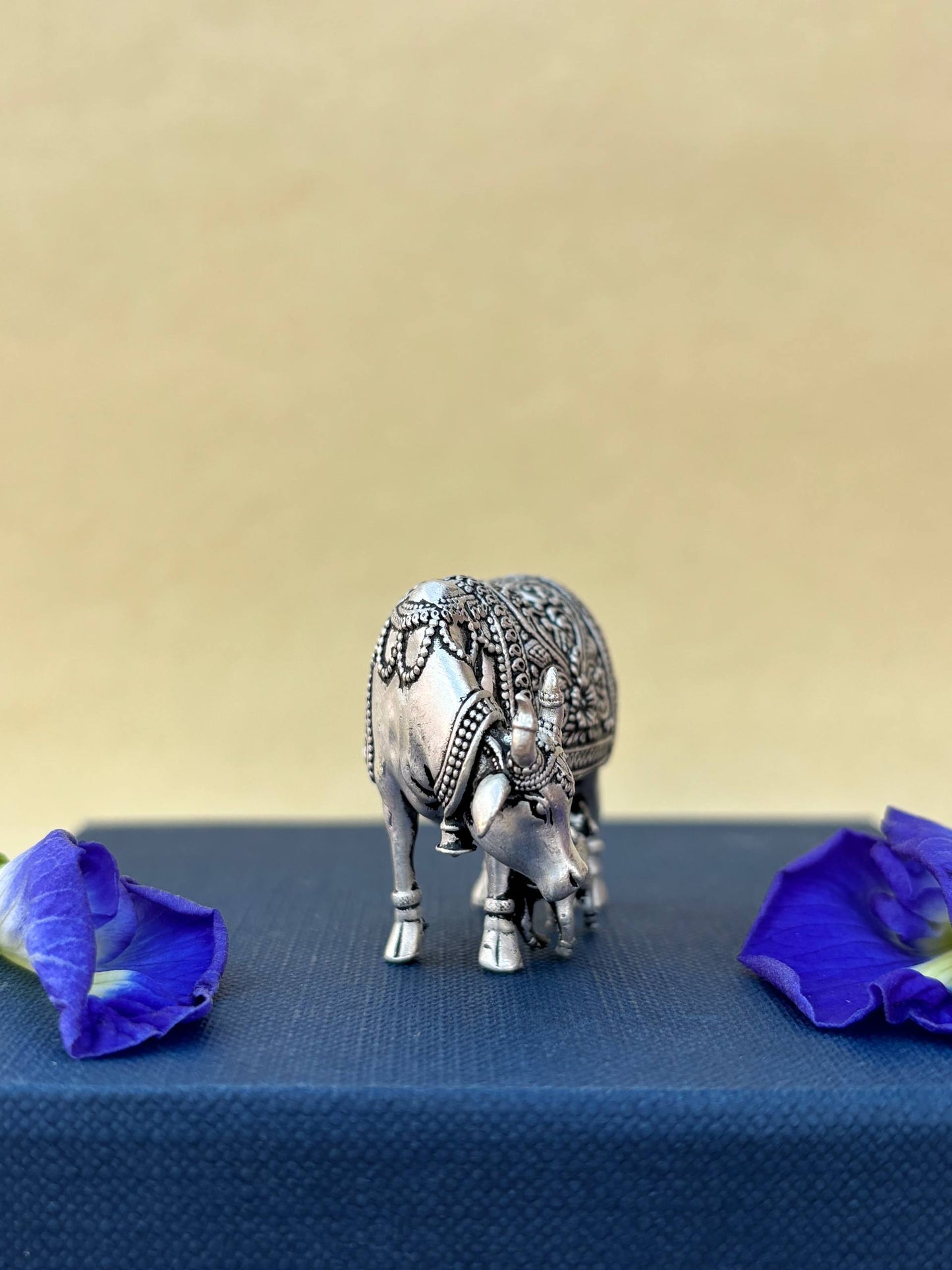 Kamadhenu Cow with Calf Silver 3d Idol