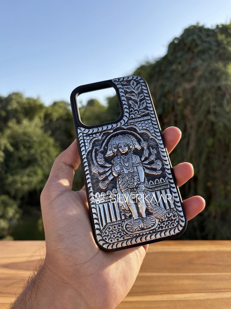 Panchmukhi Hanuman Ji Silver Mobile Cover