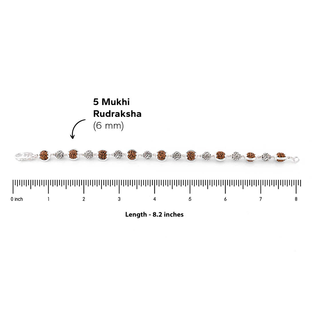 Rudraksha Silver Om Beads Capping Bracelet