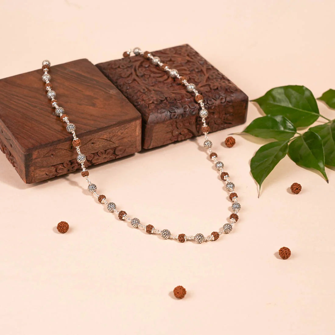 Rudraksha Silver Mala (Round Beads)
