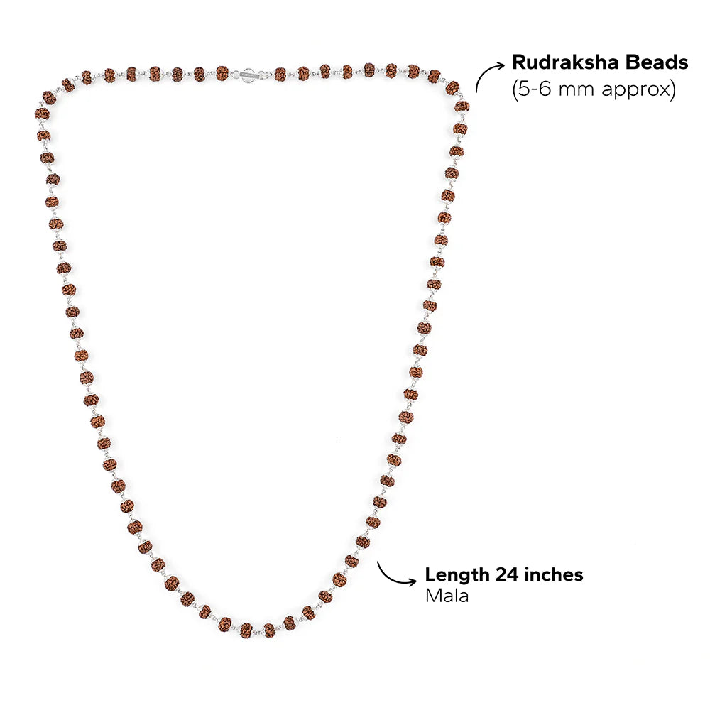 Rudraksha Silver Mala