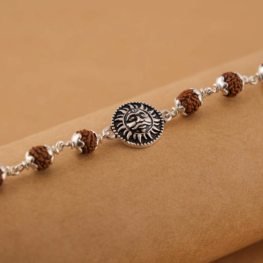 Rudraksha Silver Suryadev Bracelet