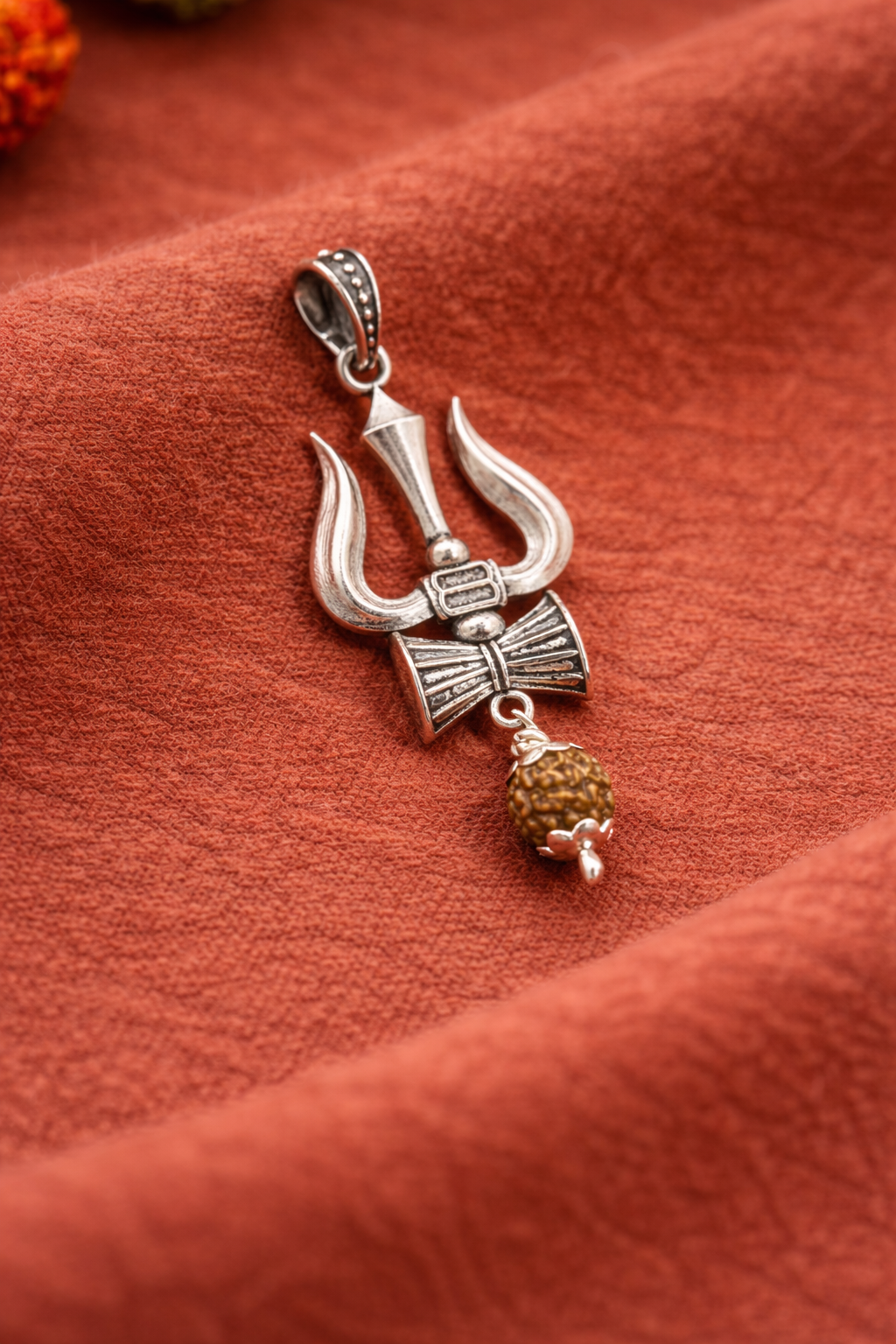 Shiva Trishul Damru 92.5 Sterling Silver Pendant