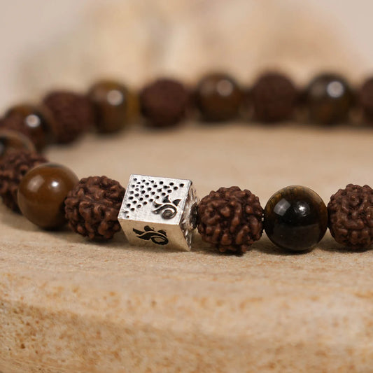 Rudraksha with Tiger Eye Stone Bracelet