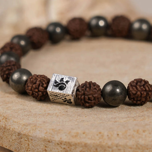 Rudraksha with Pyrite Beads Bracelet