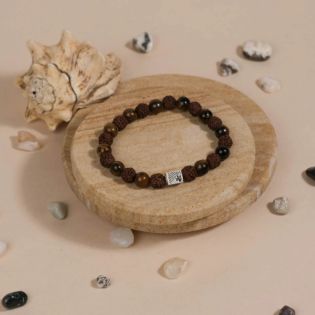 Rudraksha with Tiger Eye Stone Bracelet