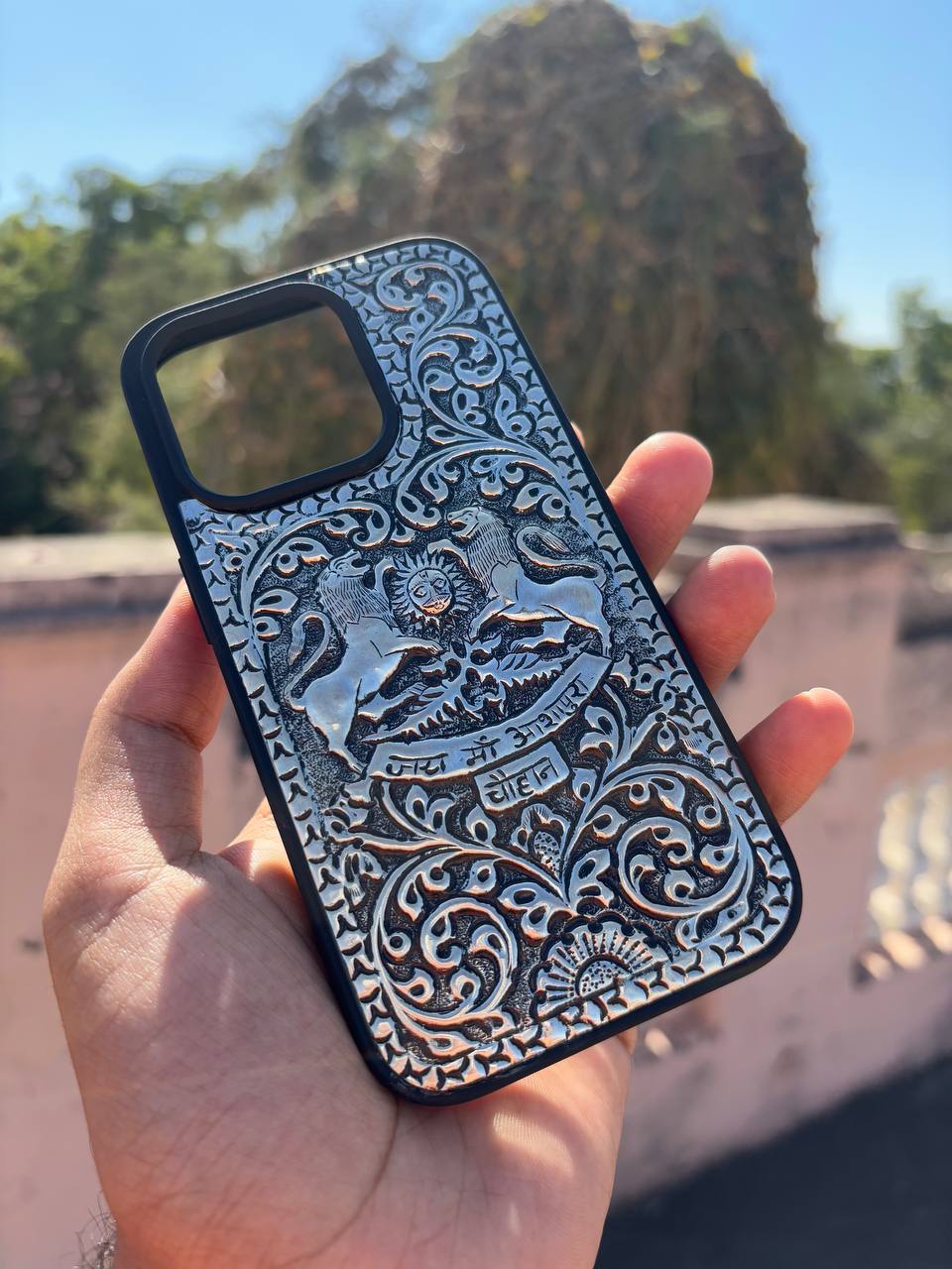 Chouhan Edition Silver Phone Case – Regal Charm Redefined