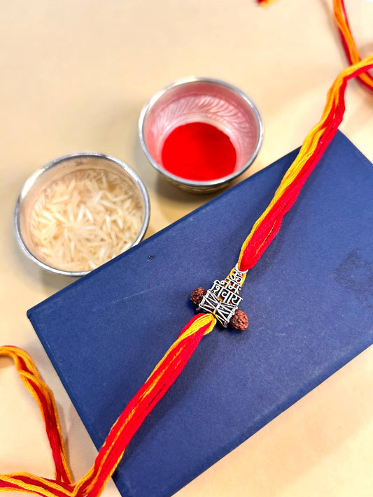 Om Namah Shivay Rakhi with Rudraksh – Spiritual Rakhi in 92.5 Silver