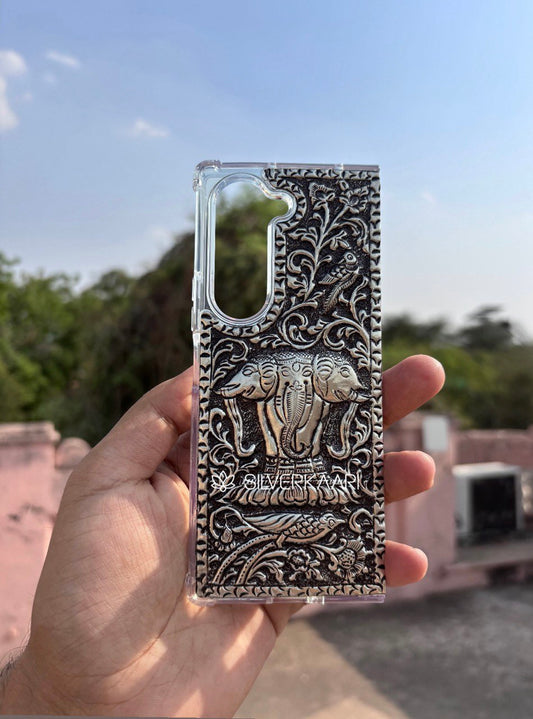 Elephant Trio Silver Mobile Case