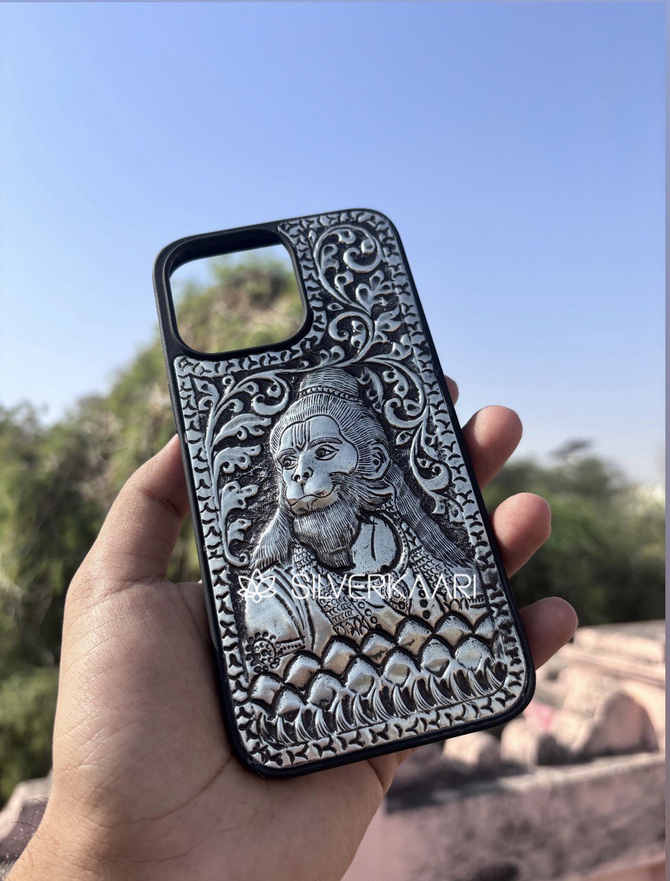 Hanuman Ji Silver Case
