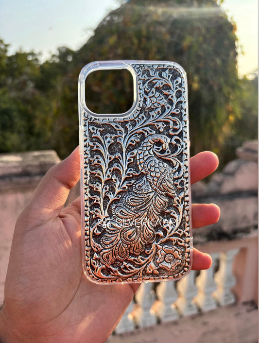 Peacock Majesty Silver Mobile Cover