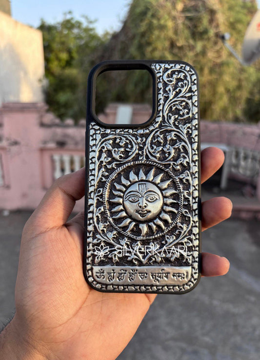 Surya Dev with Mantra Silver Case