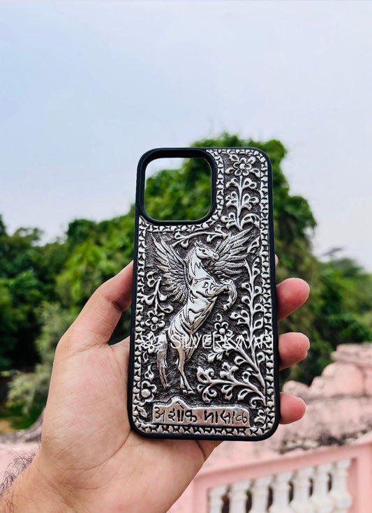 Flying Horse Silver Mobile Cover