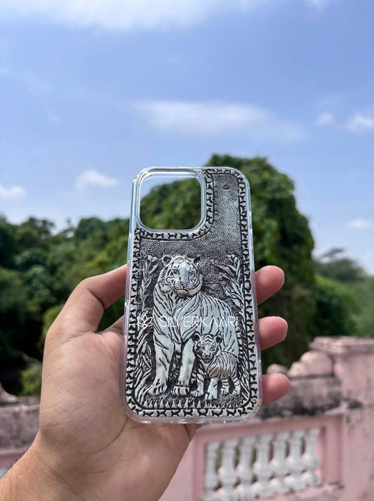 Tiger & Cub Silver Mobile Cover