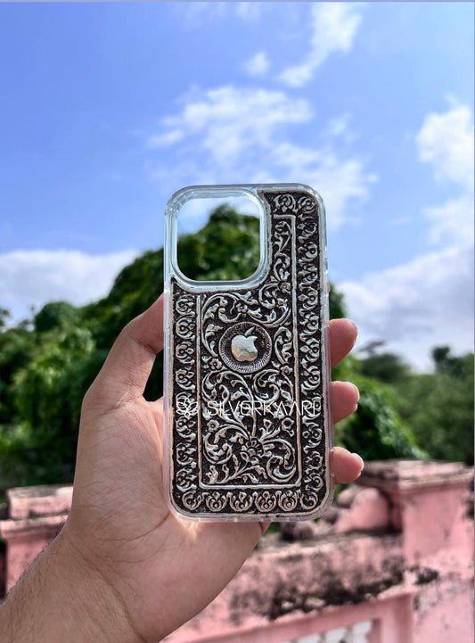 Elegant Floral Silver Mobile Cover