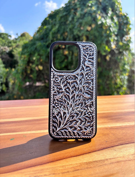 Birds & Flowers Silver Phone Cover