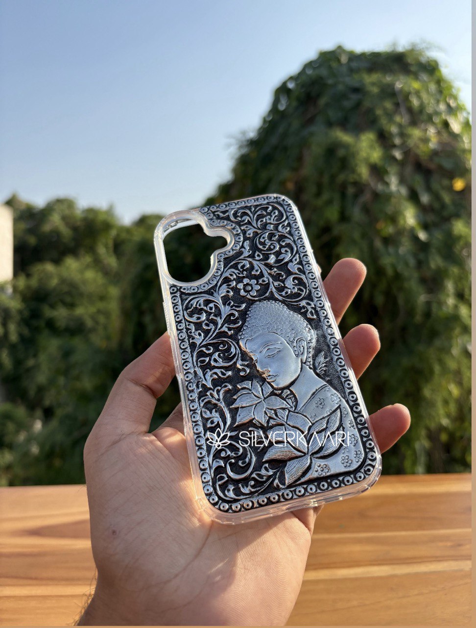 Buddha Bliss Silver Mobile Cover