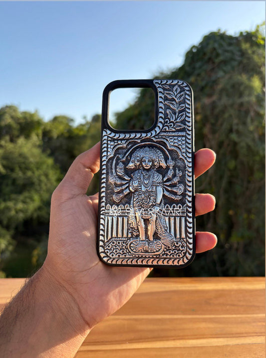 Panchmukhi Hanuman Ji Silver Mobile Cover