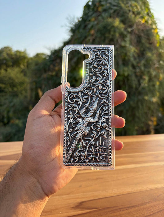 Trishul & Kaal Bhairav Pure Silver Mobile Cover