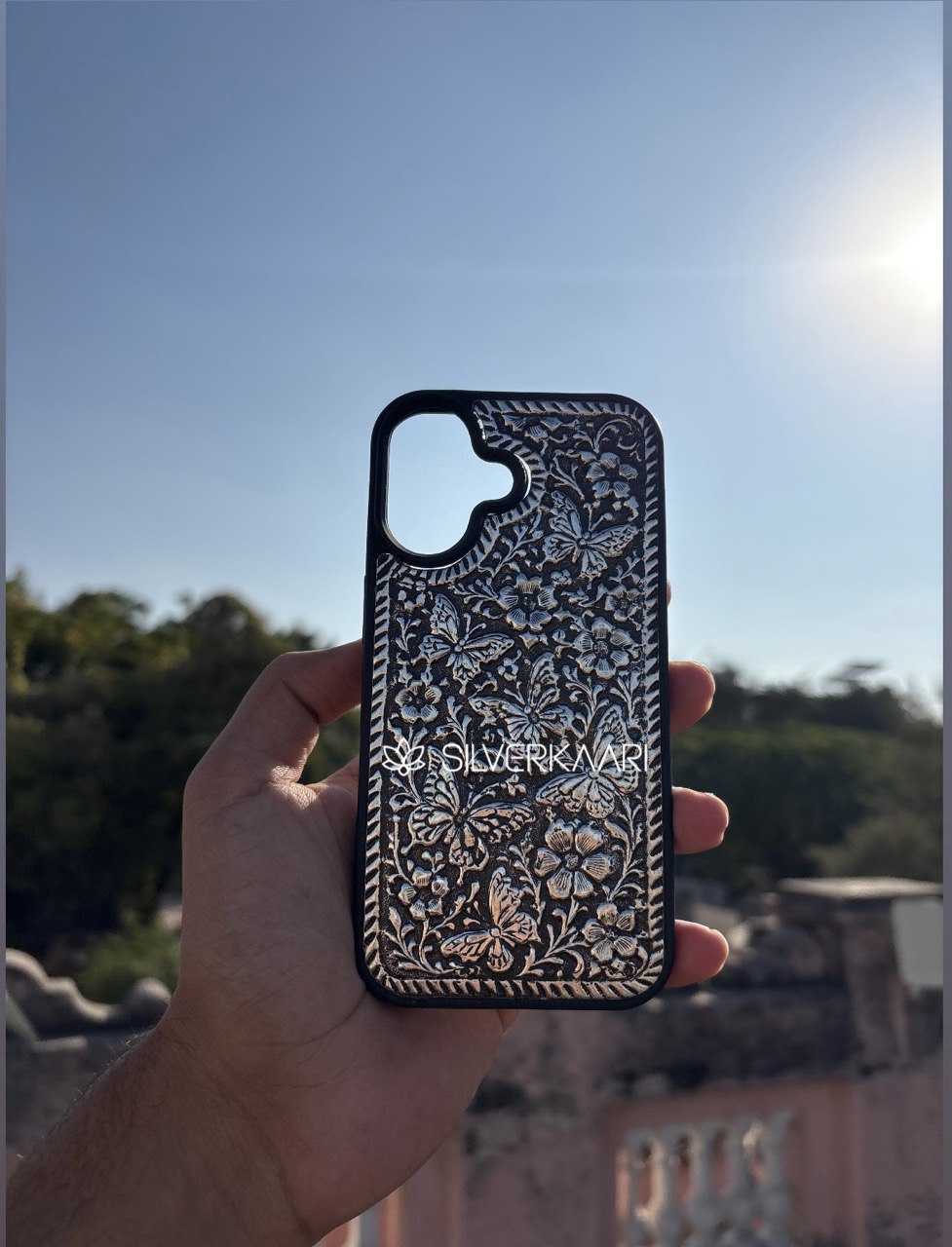 Butterfly Silver Mobile Cover