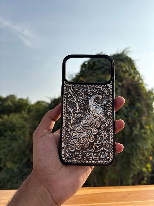 Peacock Majesty Silver Mobile Cover