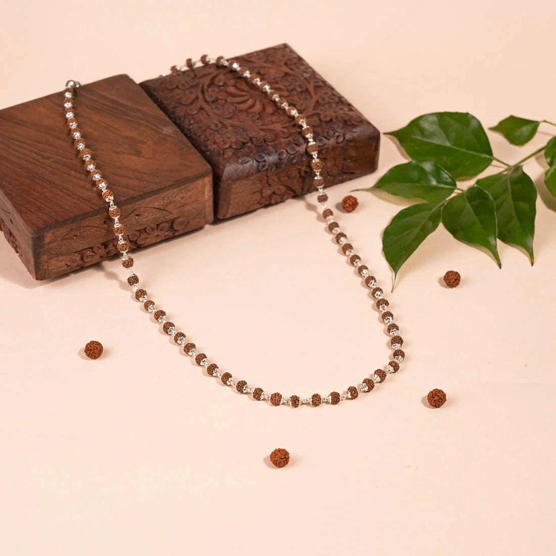 Rudraksha Silver Mala